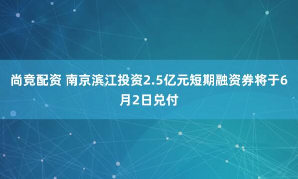 尚竞配资 南京滨江投资2.5亿元短期融资券将于6月2日兑付