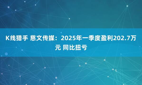 K线猎手 慈文传媒：2025年一季度盈利202.7万元 同比扭亏